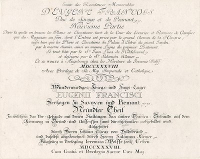 Frontespizio della nona parte da Salomon Kleiner