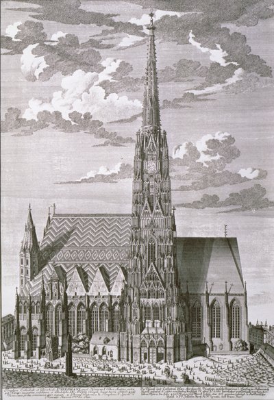 Veduta della Cattedrale di Santo Stefano, Vienna, incisa da George-Daniel Heumann (1691-1759) da Salomon Kleiner