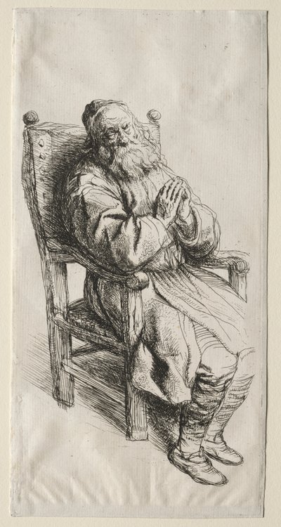 Un Vecchio in una Sedia, Pregando da Salomon Koninck