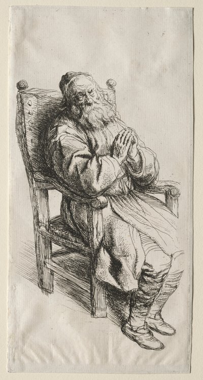 Un vecchio in una sedia, che prega da Salomon Koninck