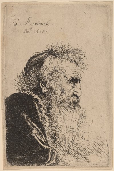 Busto di un vecchio di profilo, rivolto a destra da Salomon Koninck