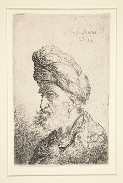 Busto di uomo con turbante da Salomon Koninck