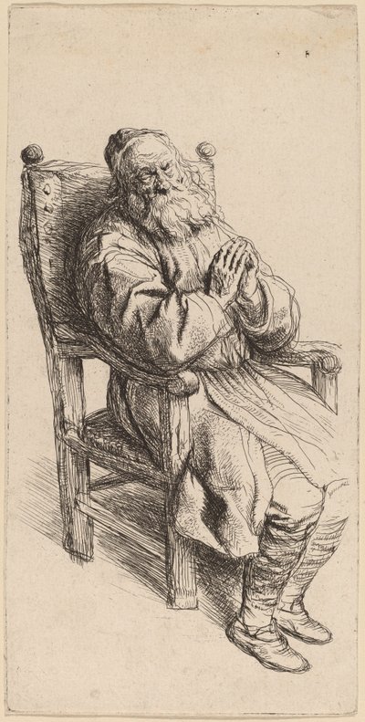 Vecchio che dorme in una poltrona da Salomon Koninck