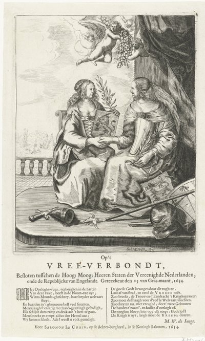 Allegoria della pace di Westminster, 1654 da Salomon Pietersz. Lachair