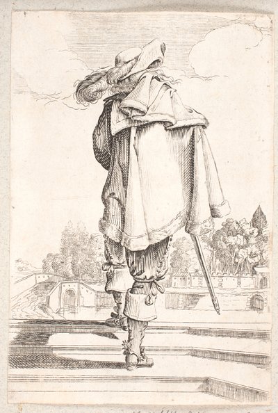 Uomo visto di spalle che sale una rampa di tre gradini da Salomon Savery