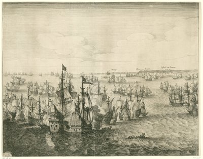 Battaglia navale presso Duins (pannello sinistro), 1639 da Salomon Savery