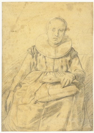 Ritratto di una donna seduta con un colletto rigido a pieghe da Salomon de Bray