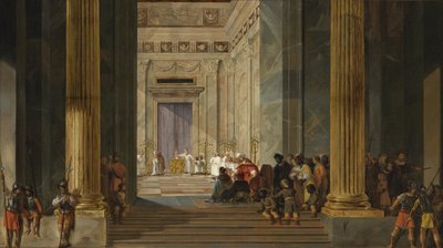La Regina di Saba davanti al Tempio di Re Salomone a Gerusalemme, ca 1630-1634 da Salomon de Bray