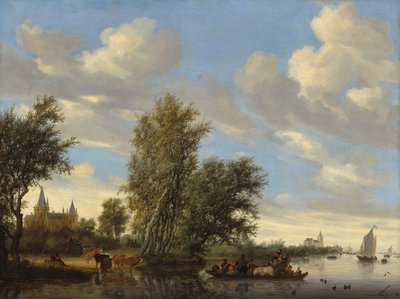Paesaggio fluviale con traghetto da Salomon van Ruisdael or Ruysdael