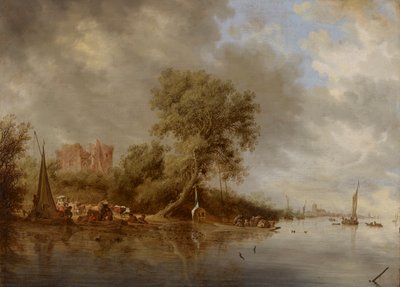 Paesaggio fluviale con le rovine del castello di Egmond da Salomon van Ruisdael or Ruysdael