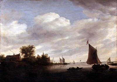 Estuario del fiume con imbarcazioni a vela da Salomon van Ruisdael or Ruysdael