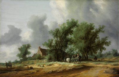 Strada nelle dune con carrozza da Salomon van Ruisdael or Ruysdael