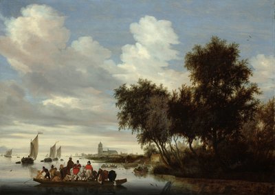 Paesaggio fluviale con traghetto da Salomon van Ruysdael