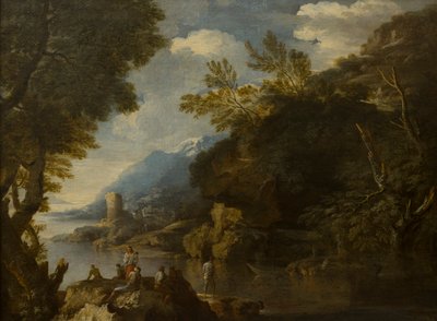 Paesaggio con figure e barche da Salvator (follower of) Rosa