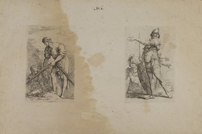 (Serie di figurine) Uomo che tiene una corda pesante da Salvator Rosa