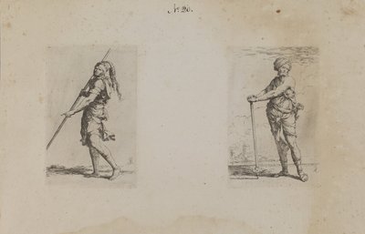 (Serie di figurine) Uomo con cappello piumato, vista laterale da Salvator Rosa
