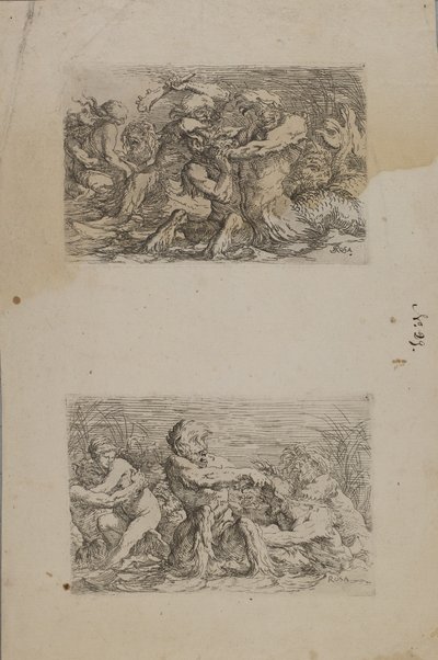 (Serie Figurine) Divinità del fiume che combattono da Salvator Rosa