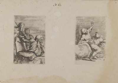 (Serie di figurine) Tre soldati da Salvator Rosa