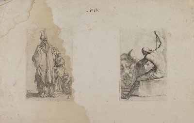 (Serie di figurine) Uomo col turbante, visto da dietro da Salvator Rosa