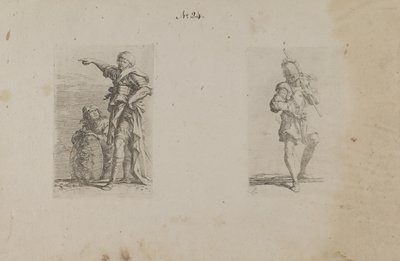 (Serie di figurine) Due uomini, uno rivolto a sinistra, l
