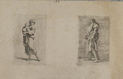 (Serie di figurine) Donna con bambino in braccio da Salvator Rosa