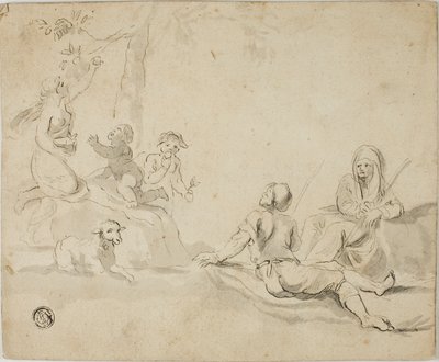 Raccoglitori di mele e pastori a riposo da Salvator Rosa