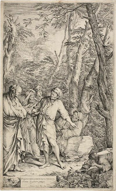 Diogene getta via la sua ciotola da Salvator Rosa