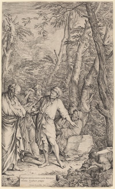 Diogene getta via la sua ciotola da Salvator Rosa