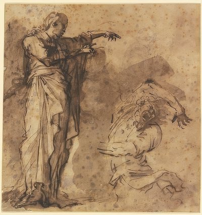 Bozzetto di Cristo che guarisce un indemoniato da Salvator Rosa