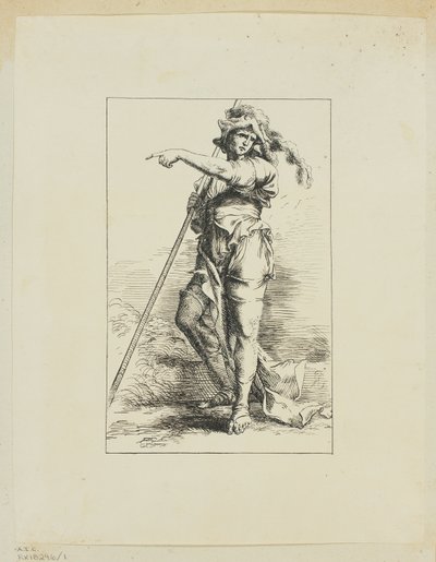 Figura con bastone che indica da Salvator Rosa
