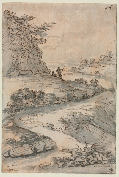 Figure su una strada tortuosa, metà del 1600 da Salvator Rosa