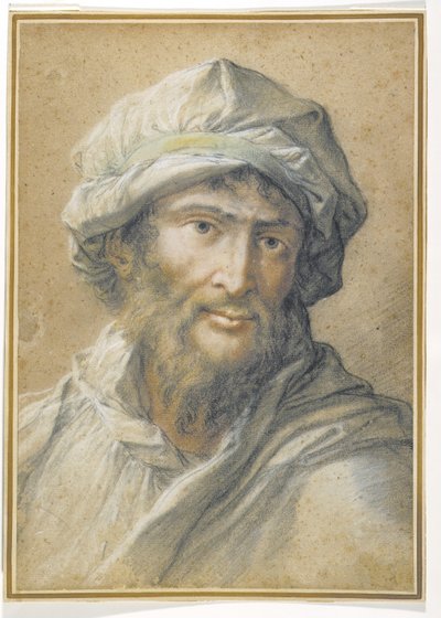 Testa di uomo barbuto con turbante da Salvator Rosa