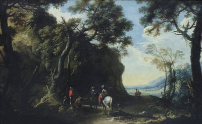 Paesaggio con viaggiatori che chiedono la strada, c.1641 da Salvator Rosa