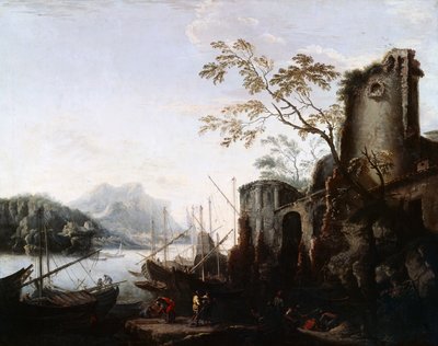 Paesaggio marino con torri, navi e rovine (Paesaggio marino con torri) da Salvator Rosa