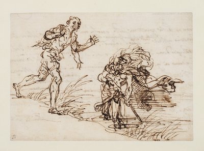 Mercurio e il Boscaiolo Disonesto (recto), c.1655-1659 da Salvator Rosa
