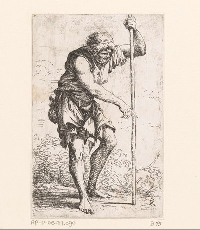 Vecchio con un bastone da Salvator Rosa