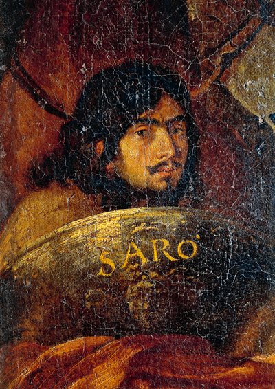Autoritratto del pittore (dettaglio dalla Battaglia tra cristiani e turchi, di Salvator Rosa) da Salvator Rosa