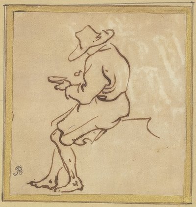 Uomo seduto di profilo verso sinistra da Salvator Rosa