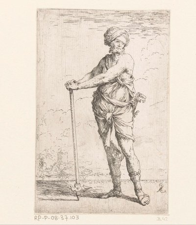 Soldato con martello da guerra da Salvator Rosa