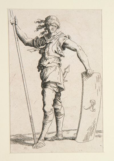 Soldato con lancia e scudo da Salvator Rosa
