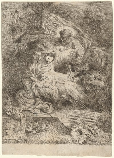 La Natività con Dio Padre e lo Spirito Santo da Salvatore Castiglione