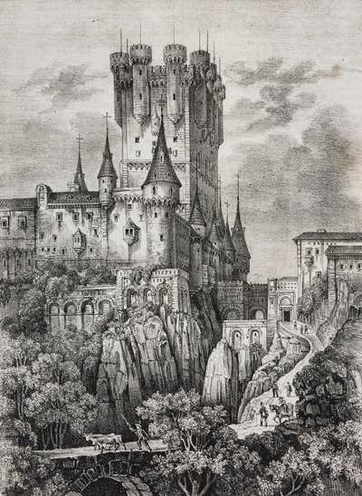 Alcazar di Segovia, Spagna, litografia di Salvatore Puglia da Poliorama Pittoresco, n 36, 12 aprile da Salvatore Puglia