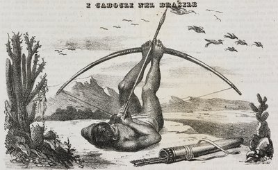 Uomo caboclo con archi e frecce, Brasile, litografia di Salvatore Puglia da Poliorama Pittoresco, n. 41, 18 maggio da Salvatore Puglia
