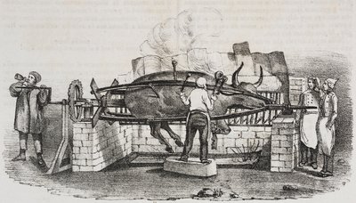 Arrosto colossale, litografia di Salvatore Puglia da Poliorama Pittoresco, n. 4, 2 settembre da Salvatore Puglia