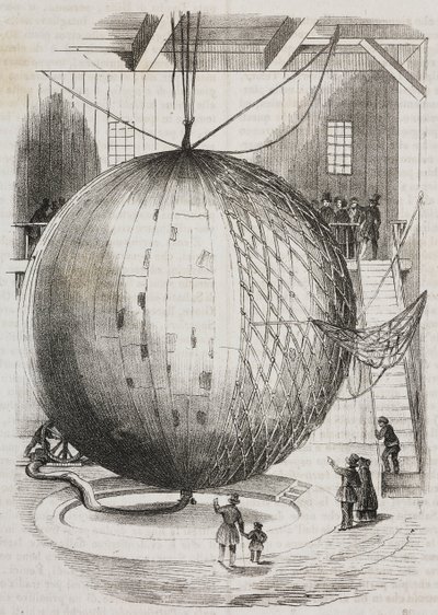 Mongolfiera di rame inventata da Edmond Marey-Monge, Francia, litografia di Salvatore Puglia da Poliorama Pittoresco, n 41, 18 maggio da Salvatore Puglia