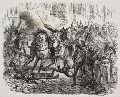 Insurrezione di Madrid, litografia di Salvatore Puglia dalla Storia di Napoleone di Cesare Malpica (1804-1848) da Poliorama Pittoresco, n 47, 1 luglio da Salvatore Puglia