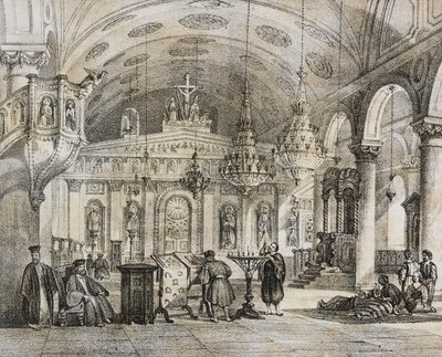 Interno della chiesa greca di Baloukli, vicino a Costantinopoli, Turchia, litografia di Salvatore Puglia da Poliorama Pittoresco, n.28, 15 febbraio da Salvatore Puglia