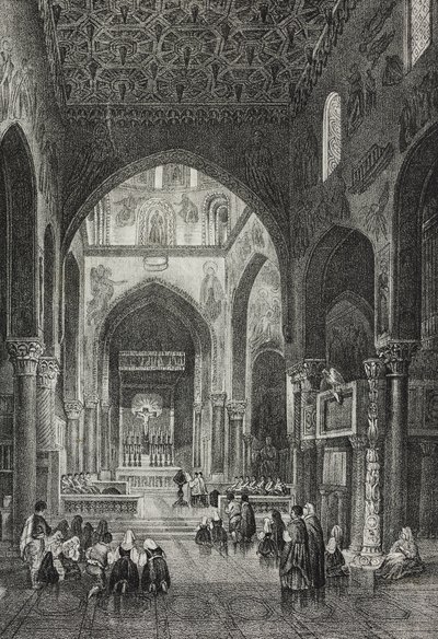 Interno della Cappella Palatina nel Palazzo dei Normanni o Palazzo Reale a Palermo, Sicilia, Italia, litografia di Salvatore Puglia da Poliorama Pittoresco, n 41, 21 maggio da Salvatore Puglia