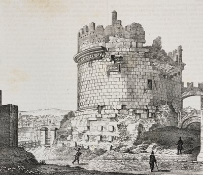 Mausoleo di Cecilia Metella sulla Via Appia, Roma, Lazio, Italia, litografia di Salvatore Puglia da Poliorama Pittoresco, n.20, 21 dicembre da Salvatore Puglia
