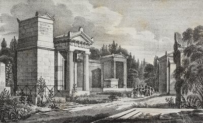 Cimitero di Père-Lachaise, Parigi, Francia, litografia di Salvatore Puglia da Poliorama Pittoresco, n 19, 17 dicembre da Salvatore Puglia